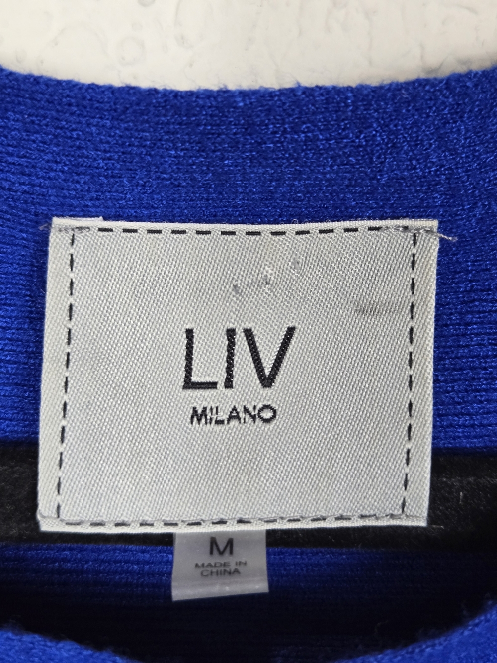 LIV Milano Blue Rhinestone Embellished Knit Sweater Top Medium Sparkle - Picture 5 of 9